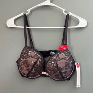 NWT 34D Charcoal Gray Lace Bra
